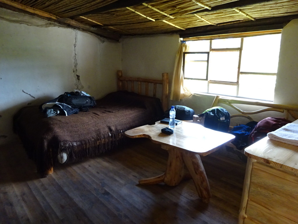 Our room!  All the furniture was made by Marcelo. There's also a chimnea, bunkbeds and a bathroom