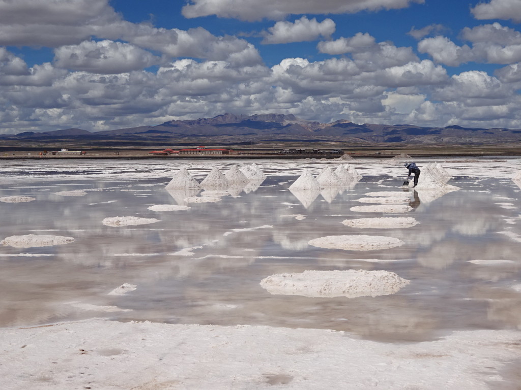 The cones are salt that has been dug up by hand (a man and his shovel) and left to dry. In 7-10 days another family drives out and shovels them by hand into a trucks.