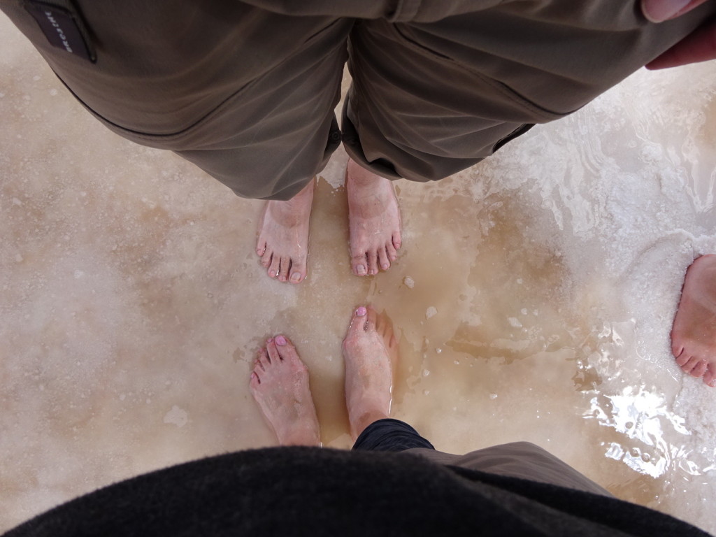 We all padded around barefoot on the salt...like all the world was our spa, we all walked away nicely exfoliated.