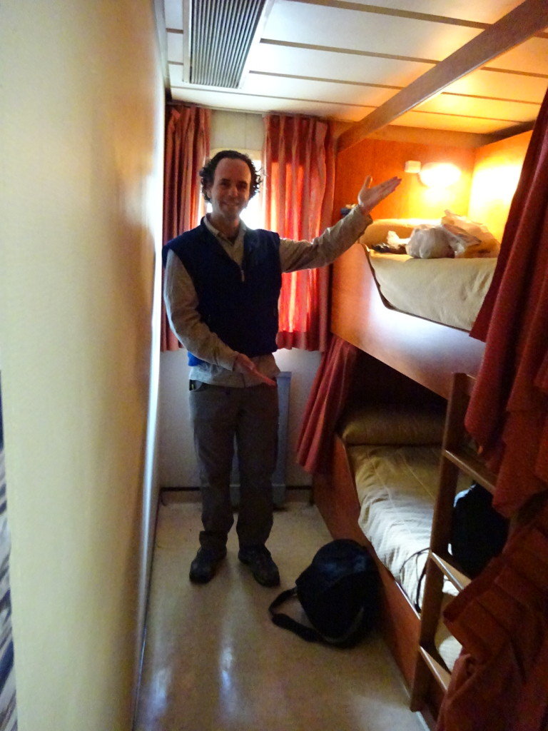 Check out our palacial berthing area! Our own little suite!  Aaron stayed cacoooned in here until lunch time the next day...like a little kid in a fort.  Ahhhhdorable.