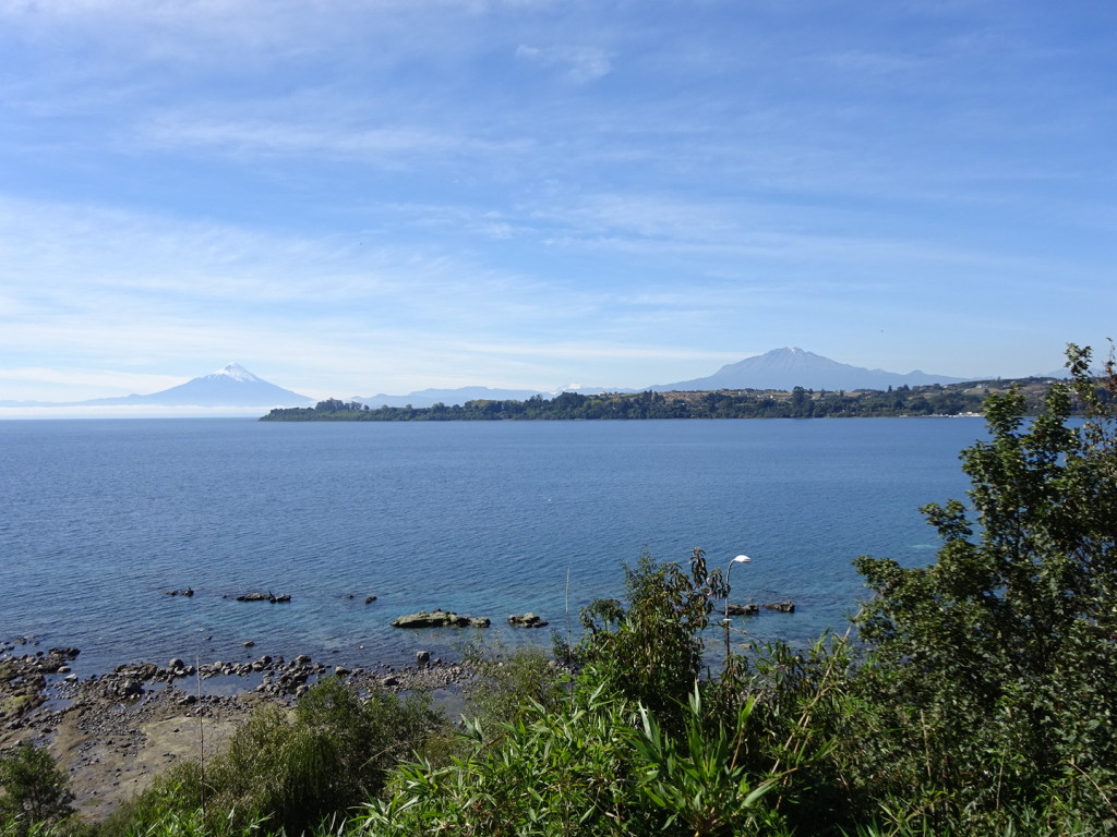 Gorgeous view over the harbor of Puerto Varas. The volcano on the right actually became active three weeks after we left!!!