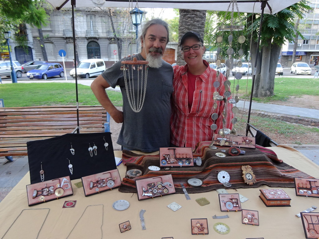 Anner and Leandro at his booth.