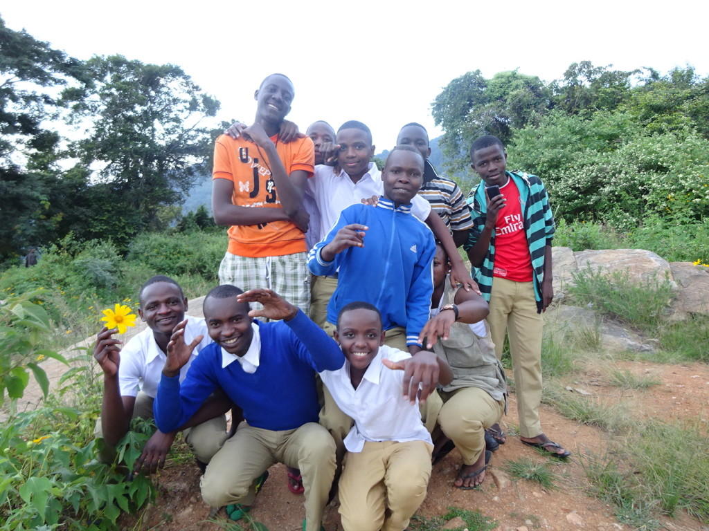 Secondary school students happy to see us wandering the roads in the South Pare Mountains!