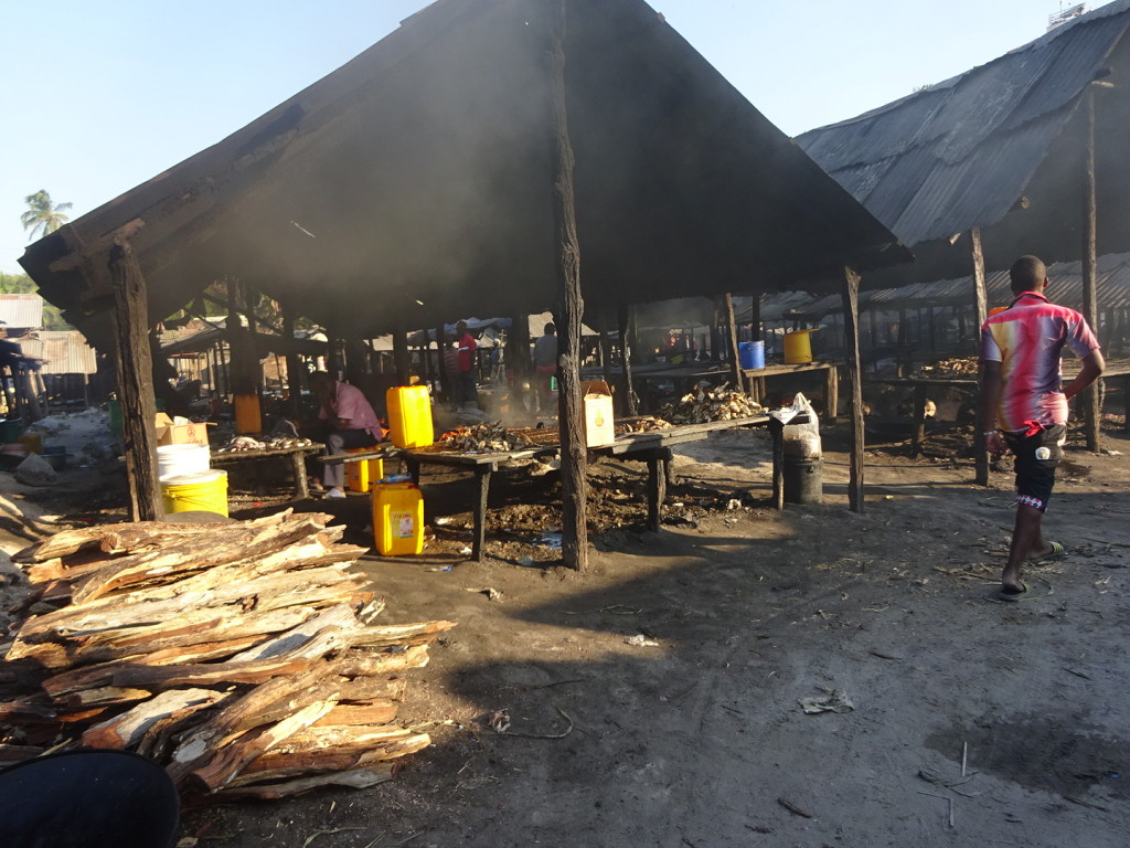 Next to the fish market are these shacks. Inside are big pits filed with charcole, with pans full of oil frying away all types of fish. It looked mighty dangerous to the likes of us - open flames and boiling oil.