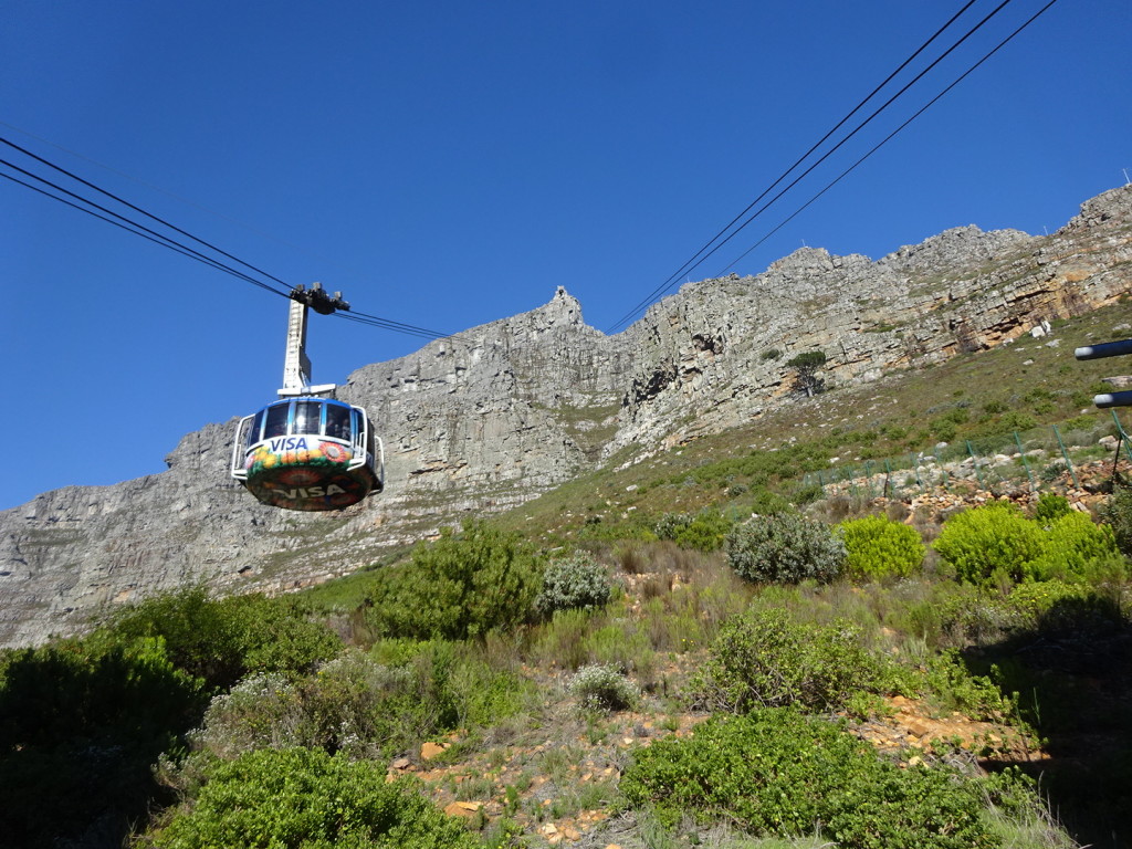 Table Mountain Cable Cars. We happily took the lift to the top.