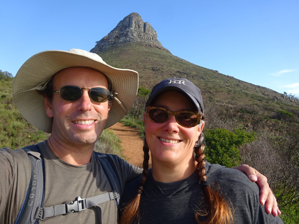 At the foot of Lion's Head. We had already walked up hill for 30 minutes and Anner was just pretending to be happy about what lay ahead.