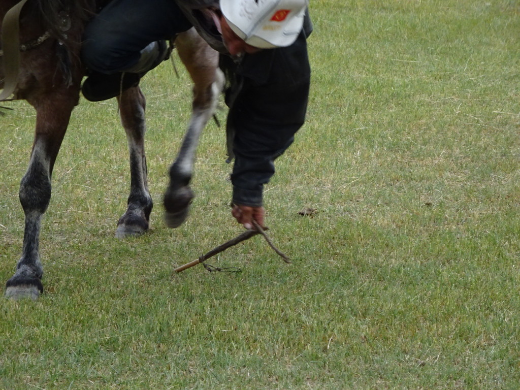 Next up: Picking up things off the ground while riding. And I mean they were riding fast and would lean ALL the way over the horse, hang on by a toe and then grab the three items. Smokey Joe was incredible.