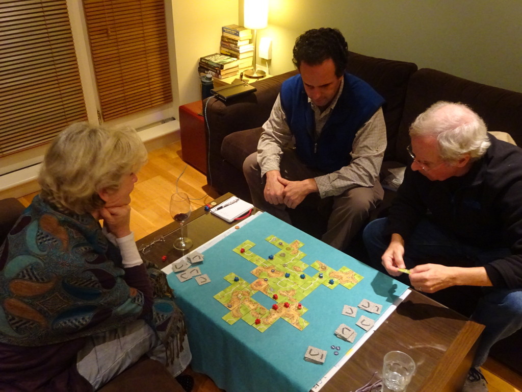 Introducing the family to the glory of Carcassonne! Who knew Grace was such a game shark?