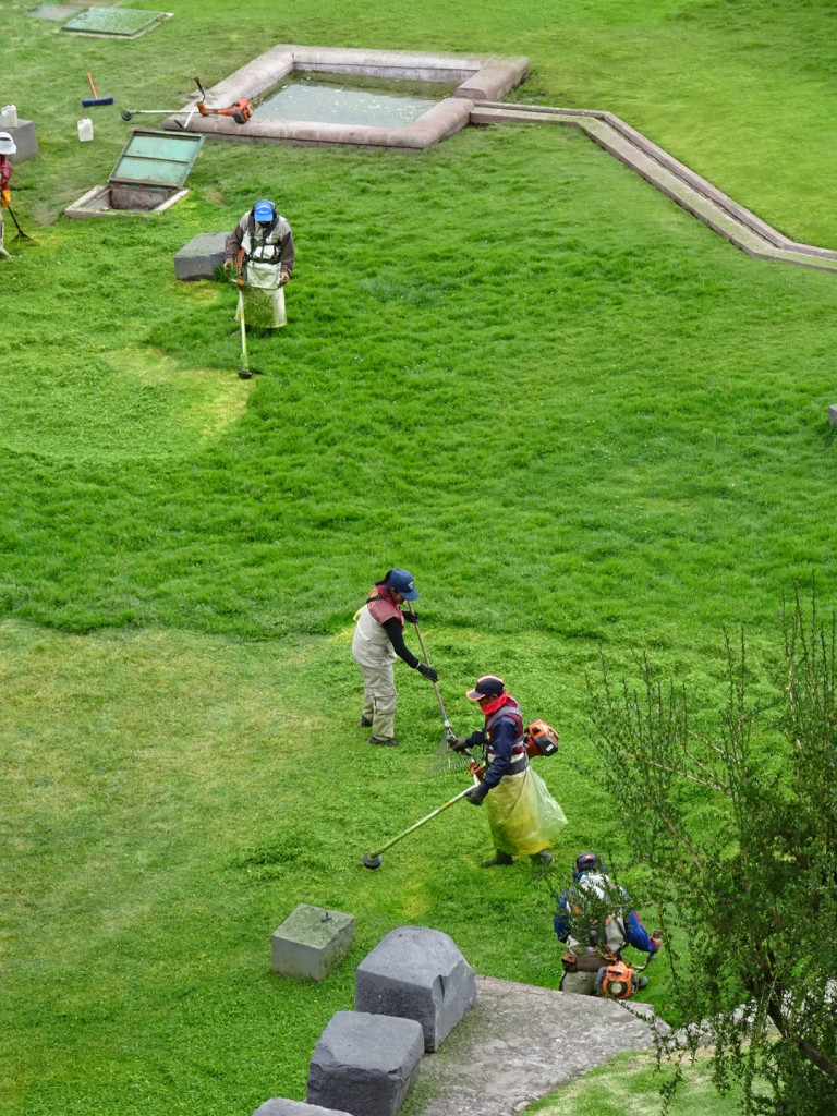 Something we saw over and over again were lawns being cut with weed wackers, hand clippers...or even a scissors. Like you have in your desk drawer. Cusco, Peru.