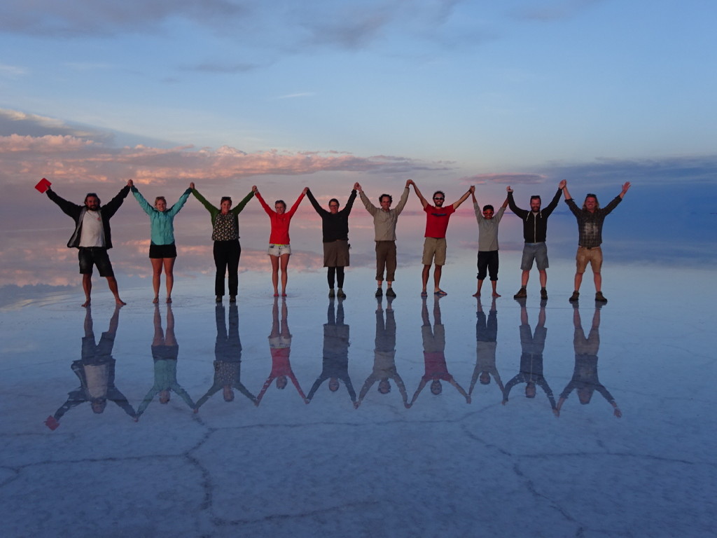 Salar de Uyuni, aka, the Salt Flats of Bolivia. Total mind-blowing experience. Plus we had the most fun with these people here.