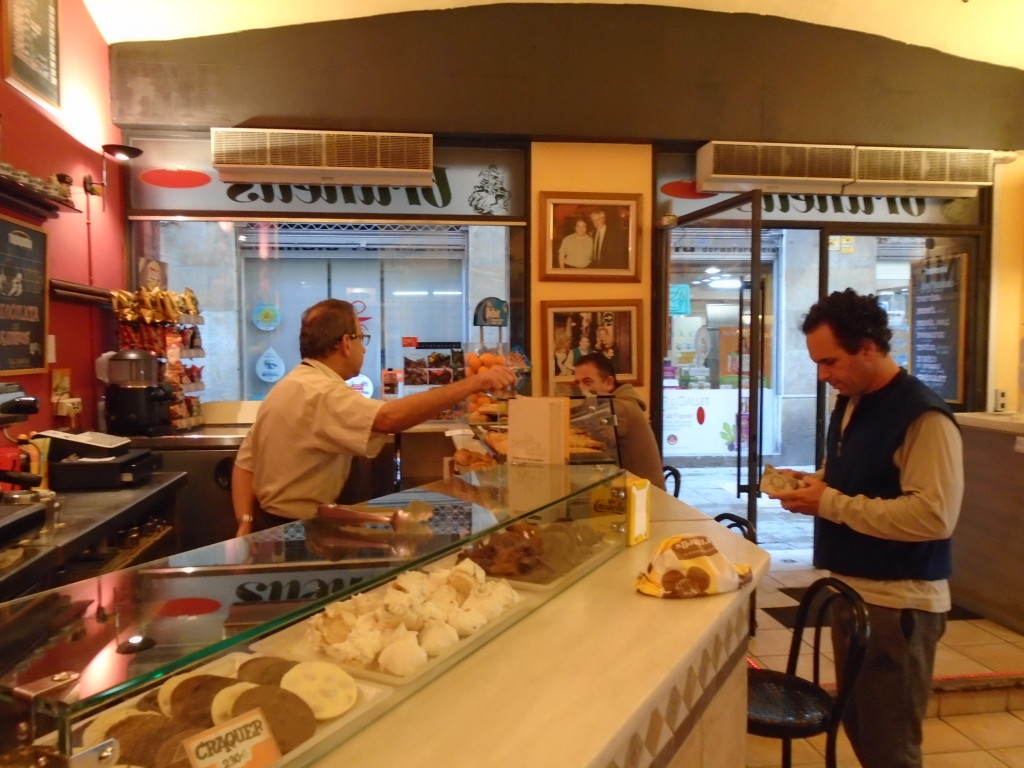 Our ritual morning cafe and croissants just around the corner of our apartment.