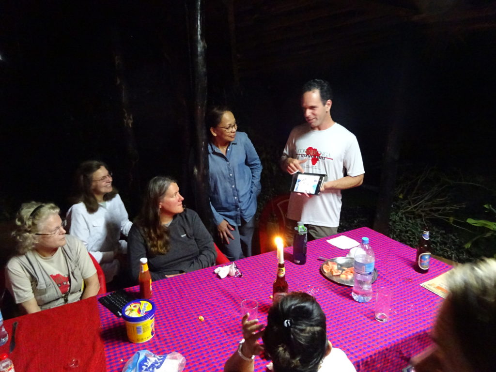 Everyone gathered around our little 7" tablet to see the highlights of the day. So. Fun.