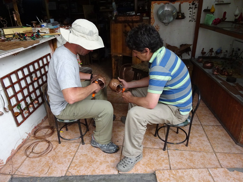 Copper basket weaving with Marco. This was the first time Aaron worked with a local artist and after this experience we were hooked. This would become a theme for the rest of the trip. Cuenca, Ecuador.