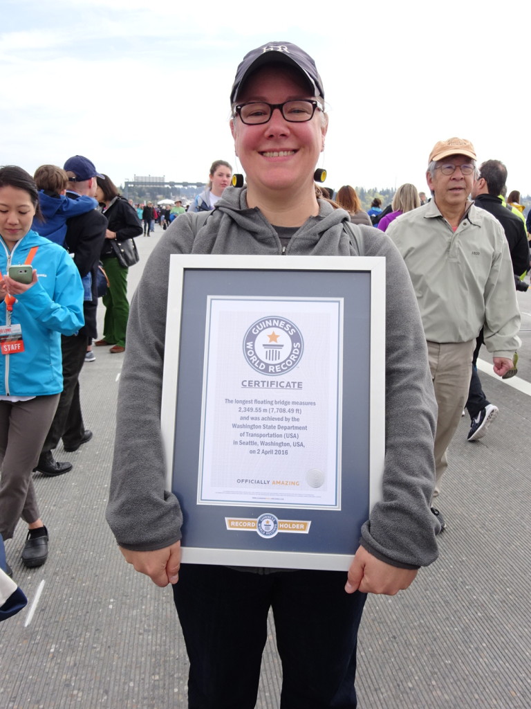 The Guiness Book of World Record certificate confirming this is the longest floating bridge in the world. Which is good, because throughout our travles when people asked what I do I'd say, "I worked on the world's longest floating bridge."